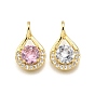 Латунные микро проложить кубического циркония подвески, слеза, стойки покрытие, долговечный, без свинца и без кадмия, реальный 18 k позолоченный