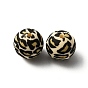 Silicone Beads, Round with Leopard Print Pattern