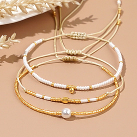 3 шт. 3 стили стеклянные бусины плетеные браслеты из бусин для женщин