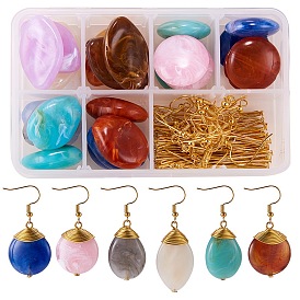 SUNNYCLUE DIY Earring Making, with Imitation Gemstone Acrylic Beads, Brass Earring Hooks, Aluminum Wire and Iron Head Pins