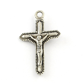 Alloy Crucifix Cross Pendants, For Easter, Tibetan Style, Cadmium Free & Lead Free, 35.5x21x4mm, Hole: 2.5mm, about 470pcs/1000g