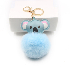 Cute Koala Keychain for Women, Imitation Rabbit Fur Car Charm Bag Pendant