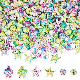 214шт. 6 стили синтетические бирюзовые окрашенные бусины нити, разнообразные