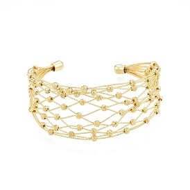 Brass Wire Wrap Open Cuff Bangle, Hollow Wide Bangle for Women