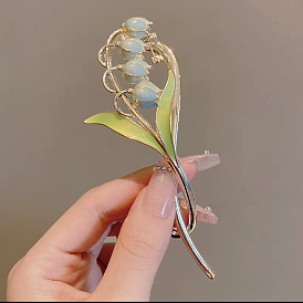 Super Fairy Lily of the Valley Flower Twisting Frog Clip Back of the Head Metal One-word Clip High-end Sensational Hairstyle Headdress Hairpin