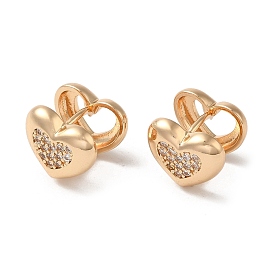Brass Cubic Zirconia Hoop Earrings for Women, Heart