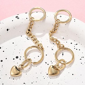 Серьги из 304 нержавеющей стали, подвеска в виде сердца с цепочкой