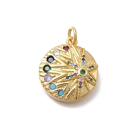 Латунные микро проложить кубического циркония подвески, круглый с солнцем, без кадмия и без свинца, стойки покрытие, долговечный, реальный 18 k позолоченный, с целью перехода в кольце