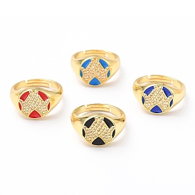 Регулируемые кольца на пальцах из латунной эмали, покрытые золотом 18 k, с четким кубического циркония, плоский круглый с языком жестов, хлопок в ладоши