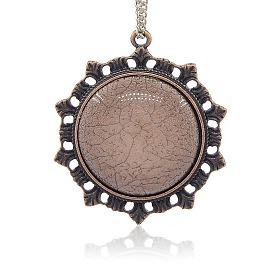 Из красной меди тон сплава смолы подвески, плоско-круглые, без никеля , 47x41x8 мм, отверстие : 2 мм