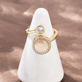 Вращающиеся латунные кольца с микропаве из кубических цирконий для женщин, плоские круглые манжеты-кольца из смолы