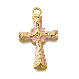 304 подвески из нержавеющей стали, с эмалью и горный хрусталь, ионное покрытие (ip), крест очарование