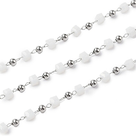 Кубическое стекло и 201 цепочки из нержавеющей стали, с 304 фурнитурой из нержавеющей стали, несварные, с катушкой