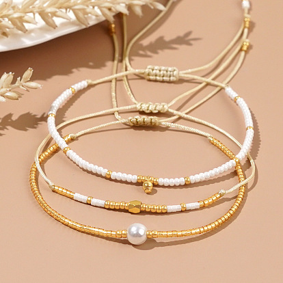 3 шт. 3 стили стеклянные бусины плетеные браслеты из бусин для женщин