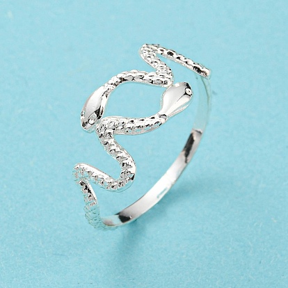 304 Stainless Steel Snake Wrap Open Cuff Ring, Hollow Chunky Ring for Women
