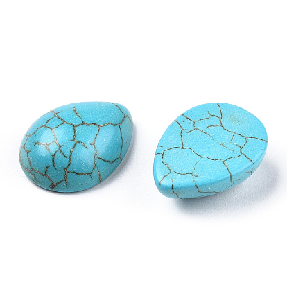 Craft Findings Dyed Synthetic Turquoise Gemstone Flat Back Teardrop Cabochons