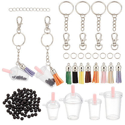 Набор для самостоятельного изготовления брелока в виде пустого стаканчика кока-колы, включая пластиковые подвески, Акриловые бусины, железные разрезные кольца и разрезные брелоки, сплав поворотный Lobster Claw застежками, украшения из кисточки