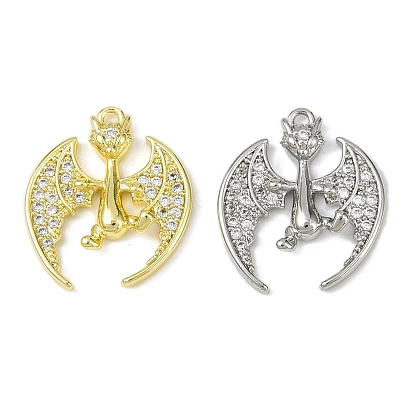 Латунные микропаве прозрачные подвески с фианитом, без кадмия, без никеля и без свинца, подвески в форме дракона
