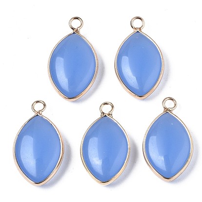 Стеклянные подвески, с позолоченным латунным краем, лошадиный глаз 