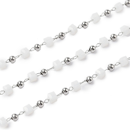 Кубическое стекло и 201 цепочки из нержавеющей стали, с 304 фурнитурой из нержавеющей стали, несварные, с катушкой