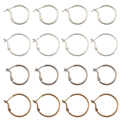 16 Pairs 4 Style Brass Hoop Earrings, Ring