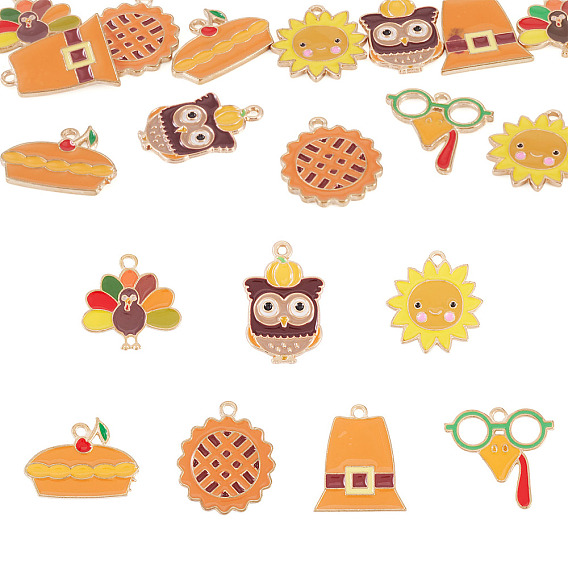 14 шт. 7 стили День благодарения тематика сплав эмалированные подвески, золотые, разнообразные