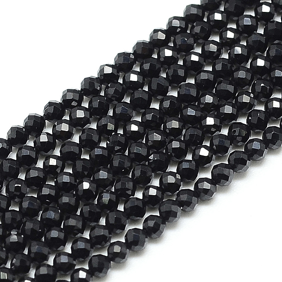 Натуральный черный шпинель бисер пряди, граненые, круглые