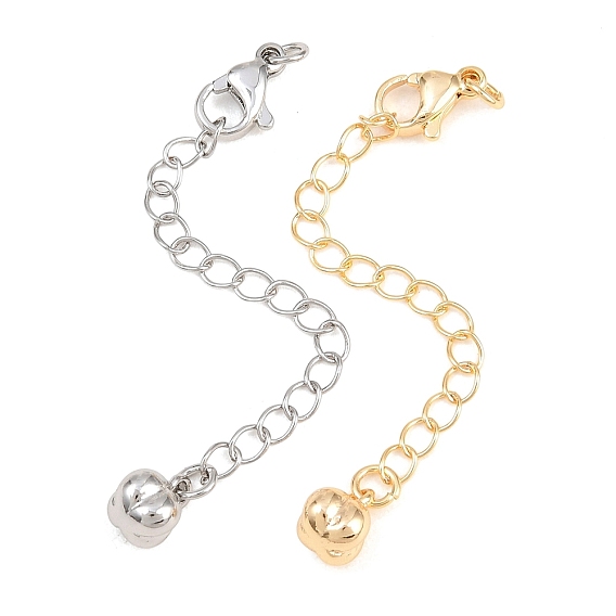 Brass Curb Chain Extender, End Chains with Lobster Claw Clasps and Flower Charms