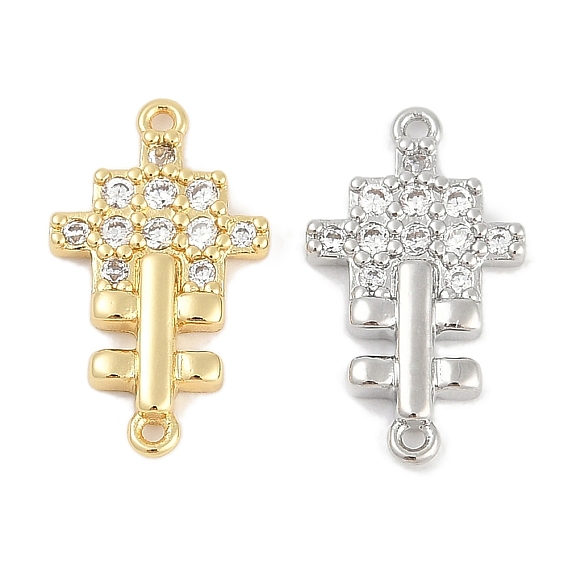 Подвески-крестики из латуни с прозрачным кубическим цирконием, без свинца и без кадмия, долговечный, стойки покрытие