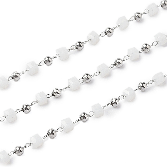 Кубическое стекло и 201 цепочки из нержавеющей стали, с 304 фурнитурой из нержавеющей стали, несварные, с катушкой