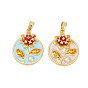 Латунные микро проложить кубического циркония подвески, с пластиковым искусственным жемчугом и эмалью, , стойки покрытие, прочное покрытие, без кадмия и без свинца