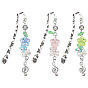3 piezas 3 colores marcapáginas de gancho de aleación de zinc, Marcapáginas con cuentas acrílicas en forma de flor y dijes de notas musicales de metal.