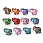 Baking Paint and Golden Metal Enlaced Glass Beads, Elephant