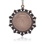 Red Copper Tone Alloy Resin Pendants, Flat Round, Nickel Free, 47x41x8mm, Hole: 2mm
