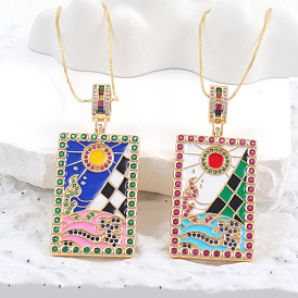 Retro Geometric Oil Drop Sun Necklace with High-end Feel by Xihuan Tarot