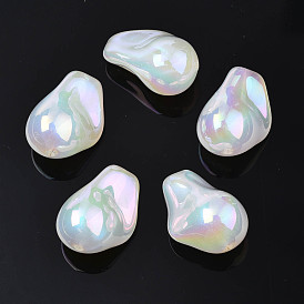 Rainbow Iridescent Plating Acrylic Beads, Glitter Beads, Teardrop