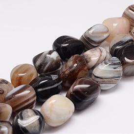 Natural Striped Agate/Banded Agate Bead Strands, Nuggets, Dyed