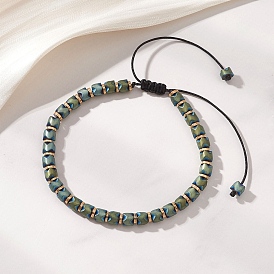 Браслеты из плетеных бусин, изготовленные методом гальванического покрытия из немагнитного синтетического гематита в виде столбиков и дисков, для женщин и мужчин.