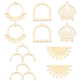 10Pcs 5 Styles 201 Stainless Steel Pendants, Laser Cut, Mixed Shapes