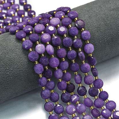 Нити бусин из натурального кварца окрашенные, граненый пятиугольный разрез, плоско-круглые, с бисером