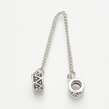 Alloy European Beads, with Iron Safety Chains, For European Bracelet Making, Donut