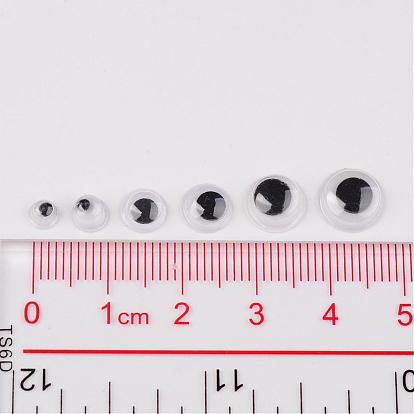 Mixed Size Black & White Wiggle Googly Eyes Cabochons DIY Scrapbooking Crafts Toy Accessories, about 600pcs