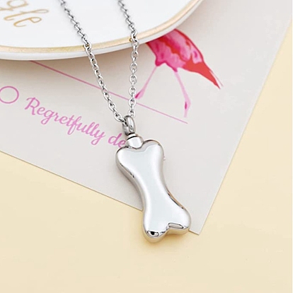 Stainless Steel Pendant Necklaces, Urn Ashes Necklaces, Dog Bone
