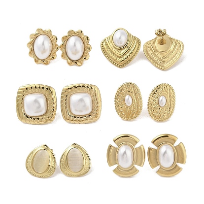 316 женские серьги-гвоздики из хирургической нержавеющей стали и искусственного жемчуга ccb, реальный 18 k позолоченный