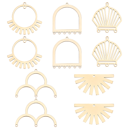 10Pcs 5 Styles 201 Stainless Steel Pendants, Laser Cut, Mixed Shapes