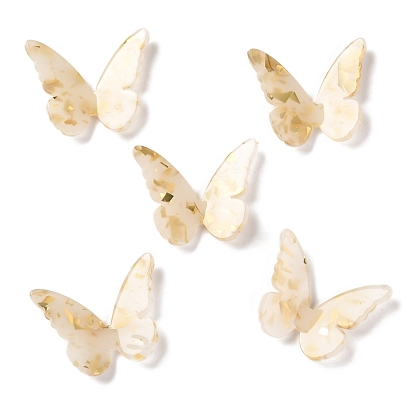 Transparent Resin Cabochons, with Gold Foil, for DIY Earring Accessories, Butterfly