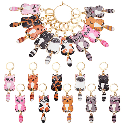 20 шт. 10 цвета кошка сплав эмаль кулон запирающиеся маркеры стежков, Сплав с застежками когтя омара