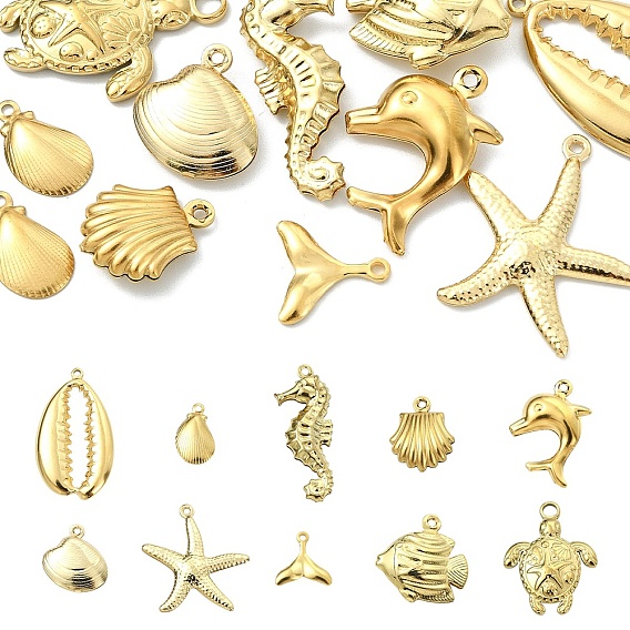 10 шт 10 стили 304 подвески из нержавеющей стали, морская звезда / морские звезды