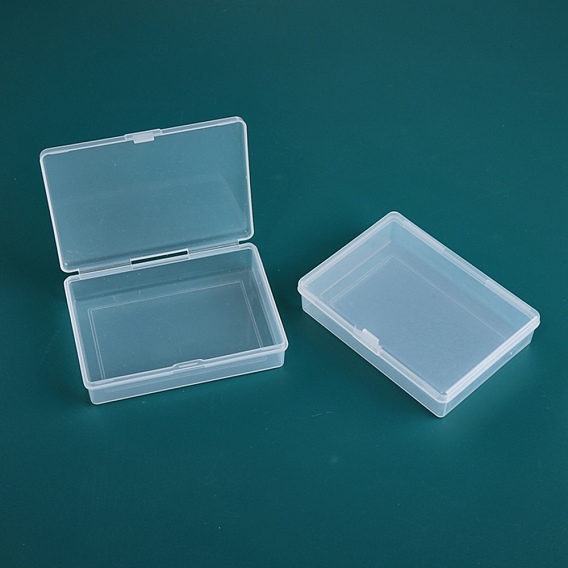 Transparent Plastic Bead Containers, with Hinged Lids, Rectangle