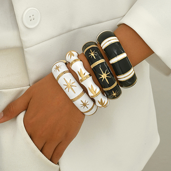 Винтажные европейские и американские браслеты из цинкового сплава на петлях для женщин, с эмалью